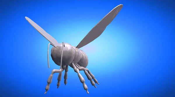 Bir yansıtıcı arı böcek bir arka plan üzerinde 3D render — Stok fotoğraf