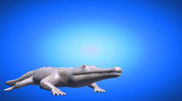 3D-leképezés egy ijesztő fényvisszaverő krokodil állat — Stock Fotó