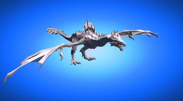 3d renderização de um assustador grande dragão voador com grandes asas — Fotografia de Stock