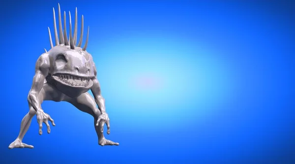 3d rendering of a reflectivemonster shape  with scary spikes — Stock Photo, Image