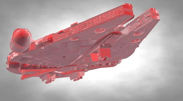 3D-Rendering eines reflektierenden Raumschiffs mit Details — Stockfoto