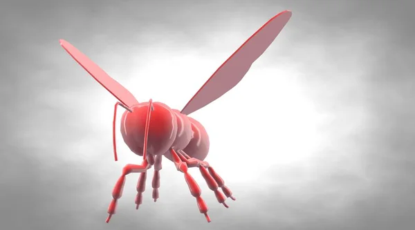 3D візуалізація відбиваючої комахи бджоли на фоні — стокове фото