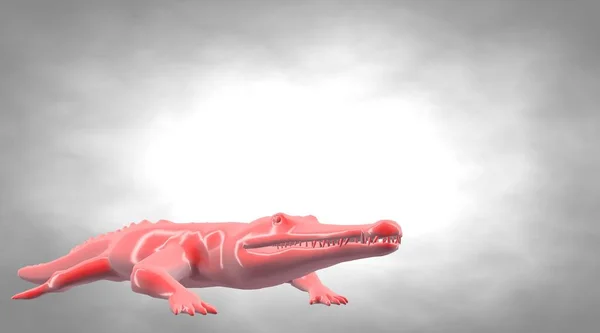 Rendering 3D di un spaventoso coccodrillo riflettente — Foto Stock