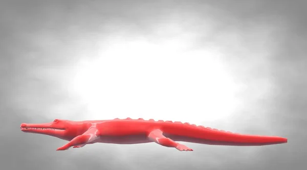 Rendering 3D di un spaventoso coccodrillo riflettente — Foto Stock