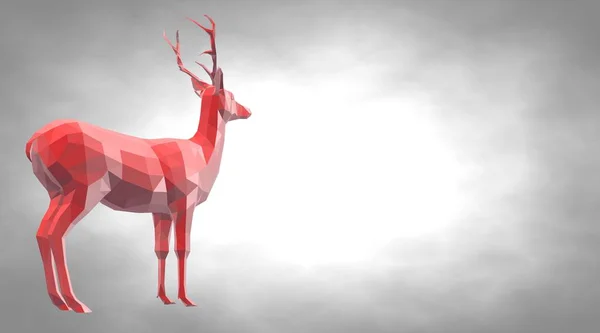 3D-weergave van een reflecterende herten dier met mooie horens — Stockfoto