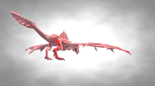 3d rendu d'un effrayant grand dragon volant avec de grandes ailes — Photo