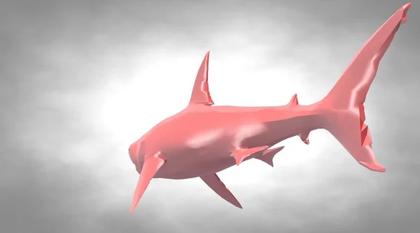 3D визуализация отражающей формы рыбы, плавающей с плавниками — стоковое фото