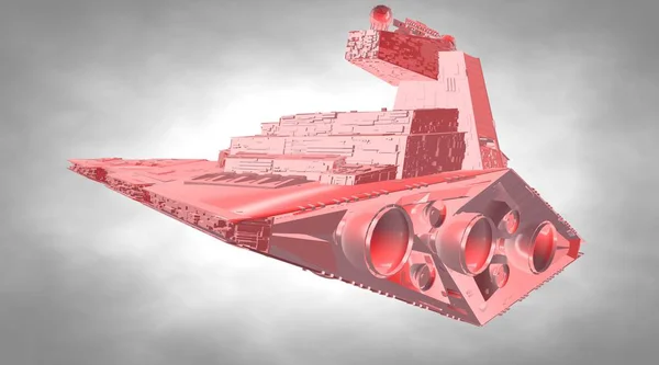 3D рендеринг летающего и детального космического корабля — стоковое фото