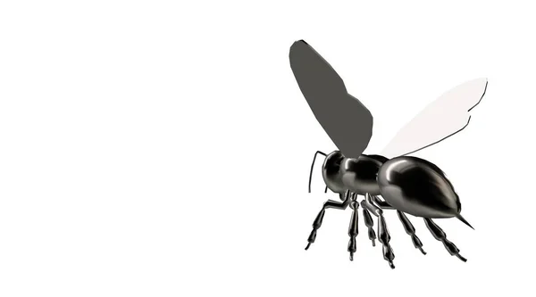Representación 3d de un insecto de abeja reflectante sobre un fondo — Foto de Stock