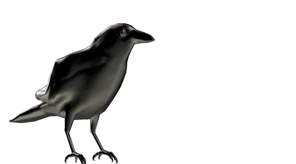 3d rendering of a standing reflective crow bird — Stock Photo, Image