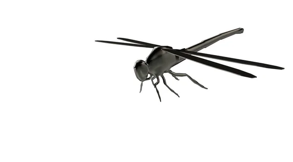 3d rendering of a reflective dragonfly insect flying in the air — Stock Photo, Image