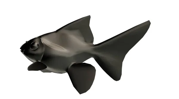 Representación 3d de una forma de pez reflectante nadando con aletas — Foto de Stock