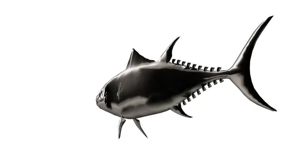 Representación 3d de una forma de pez reflectante nadando con aletas —  Fotos de Stock
