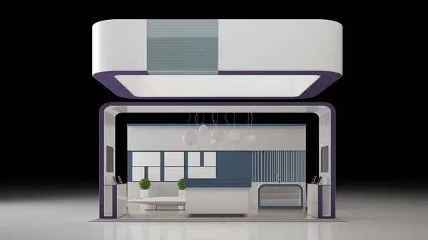 3D render üzerinde beyaz izole bir sergi tasarımı 