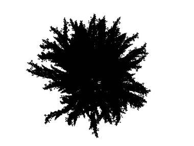 Beyaz arka plan üzerinde izole bir siluet ağacının 3D render