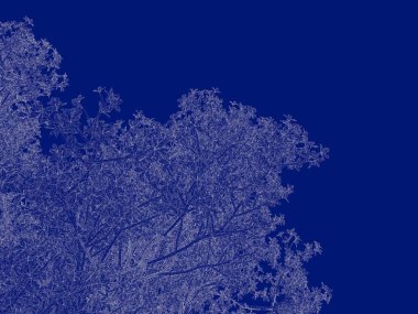 Seviyelendirilmiş ağacının bir 3B oluşturma blueprint üzerinde izole mavi arka