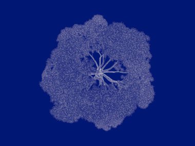 Seviyelendirilmiş ağacının bir 3B oluşturma blueprint üzerinde izole mavi arka