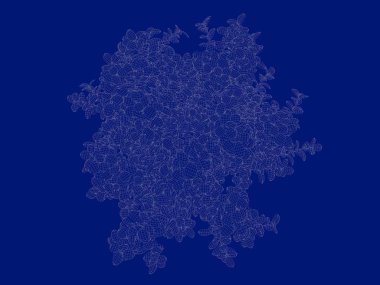 Seviyelendirilmiş ağacının bir 3B oluşturma blueprint üzerinde izole mavi arka