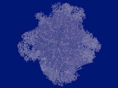 Seviyelendirilmiş ağacının bir 3B oluşturma blueprint üzerinde izole mavi arka