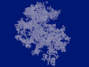 Seviyelendirilmiş ağacının bir 3B oluşturma blueprint üzerinde izole mavi arka