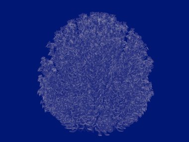 3D render anahatlı bir Bush üzerinde izole mavi arka blueprint