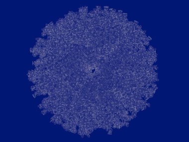 3D render anahatlı bir Bush üzerinde izole mavi arka blueprint