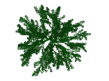 Seviyelendirilmiş siyah ağaç izole yeşil kenarlı bir 3D render