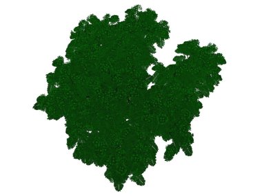 Seviyelendirilmiş siyah ağaç izole yeşil kenarlı bir 3D render