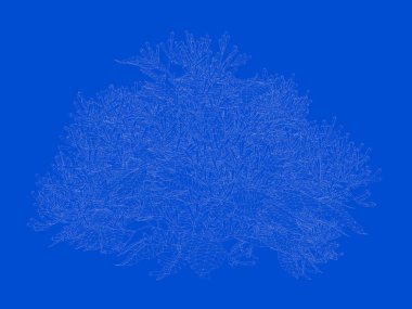 Seviyelendirilmiş siyah ağaç izole yeşil kenarlı bir 3D render