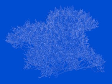 Seviyelendirilmiş siyah ağaç izole yeşil kenarlı bir 3D render