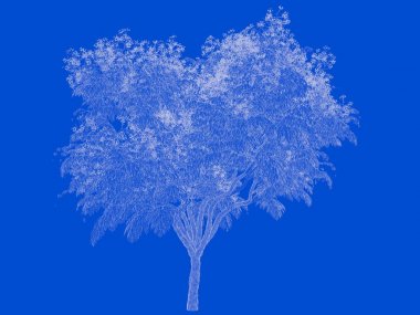 Seviyelendirilmiş siyah ağaç izole yeşil kenarlı bir 3D render