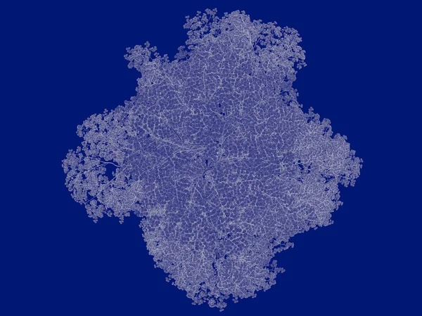 Seviyelendirilmiş ağacının bir 3B oluşturma blueprint üzerinde izole mavi arka — Stok fotoğraf