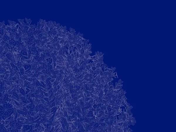 3D render anahatlı bir Bush üzerinde izole mavi arka blueprint