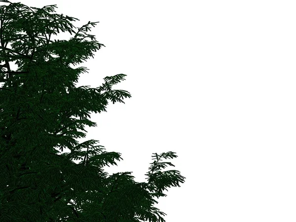 3d rendering of an outlined black tree with green edges isolated — Stock Photo, Image