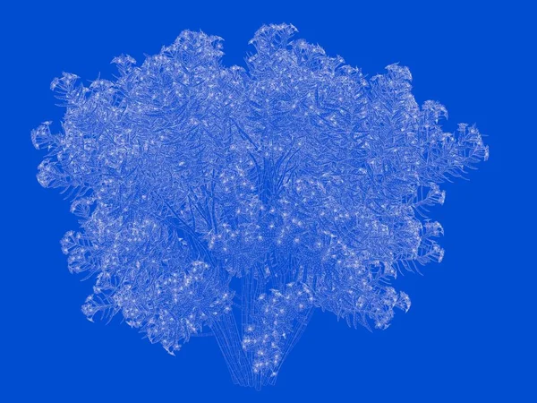 Seviyelendirilmiş siyah ağaç izole yeşil kenarlı bir 3D render