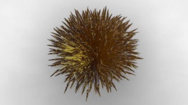 Beyaz ba soyut bir yansıtıcı altın ağaçta 3D render