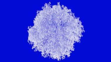 mavi bir arka plan üzerinde beyaz bir anahatlı ağaç 3D render 