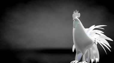 koyu siyah arka plan üzerinde yansıtıcı horoz 3D render