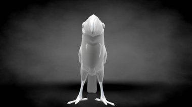 koyu siyah arka plan üzerinde yansıtıcı bir kuş 3D render