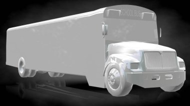 bir yansıtıcı otobüsünün üstüne koyu siyah backgrou 3D render