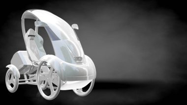 bir koyu siyah geri bir yansıtıcı futuristik araba 3D render