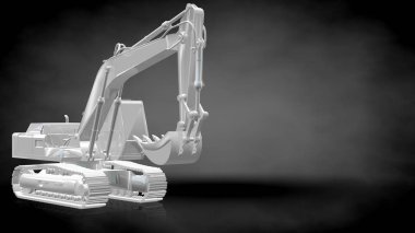 bir yansıtıcı kazıcı makine üzerinde bir koyu siyah geri 3D render