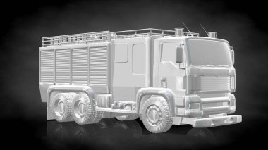 koyu siyah ba bir yansıtıcı itfaiyeci araba 3D render