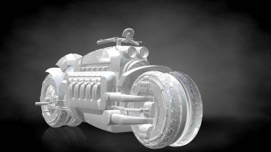 koyu siyah arka plan üzerinde yansıtıcı bir motor 3D render