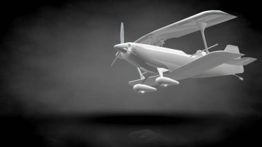 koyu siyah arka plan üzerinde yansıtıcı bir uçağın 3D render