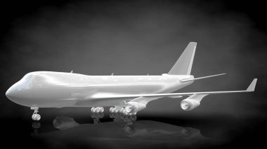 koyu siyah arka plan üzerinde yansıtıcı bir uçağın 3D render