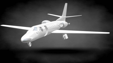 koyu siyah arka plan üzerinde yansıtıcı bir uçağın 3D render