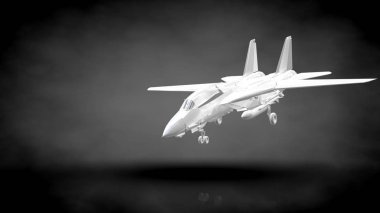 koyu siyah arka plan üzerinde yansıtıcı bir uçağın 3D render