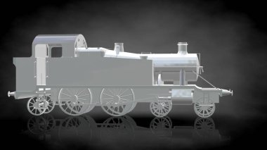 koyu siyah arka plan üzerinde yansıtıcı bir trenin 3D render