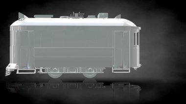 koyu siyah arka plan üzerinde yansıtıcı bir trenin 3D render